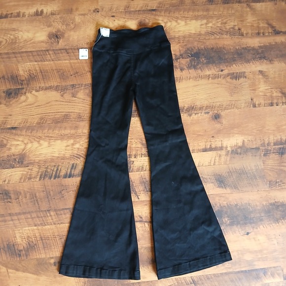 Free People Womens Jeans Sz 27 Black Venice Beach High Rise Flare Pull On NWT - Picture 5 of 15